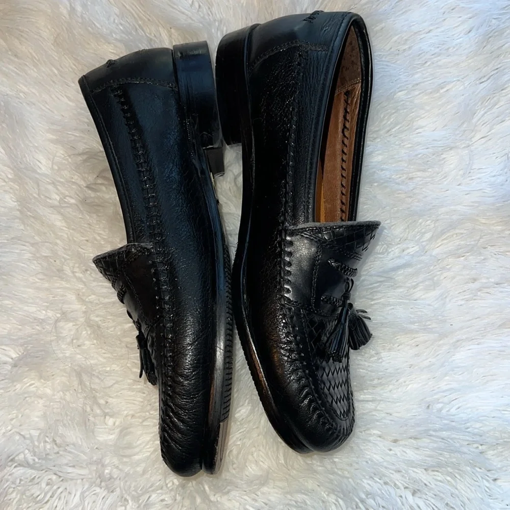 Brass Boot Handmade Men’s Black Woven Leather Loafers Sz. 9.5